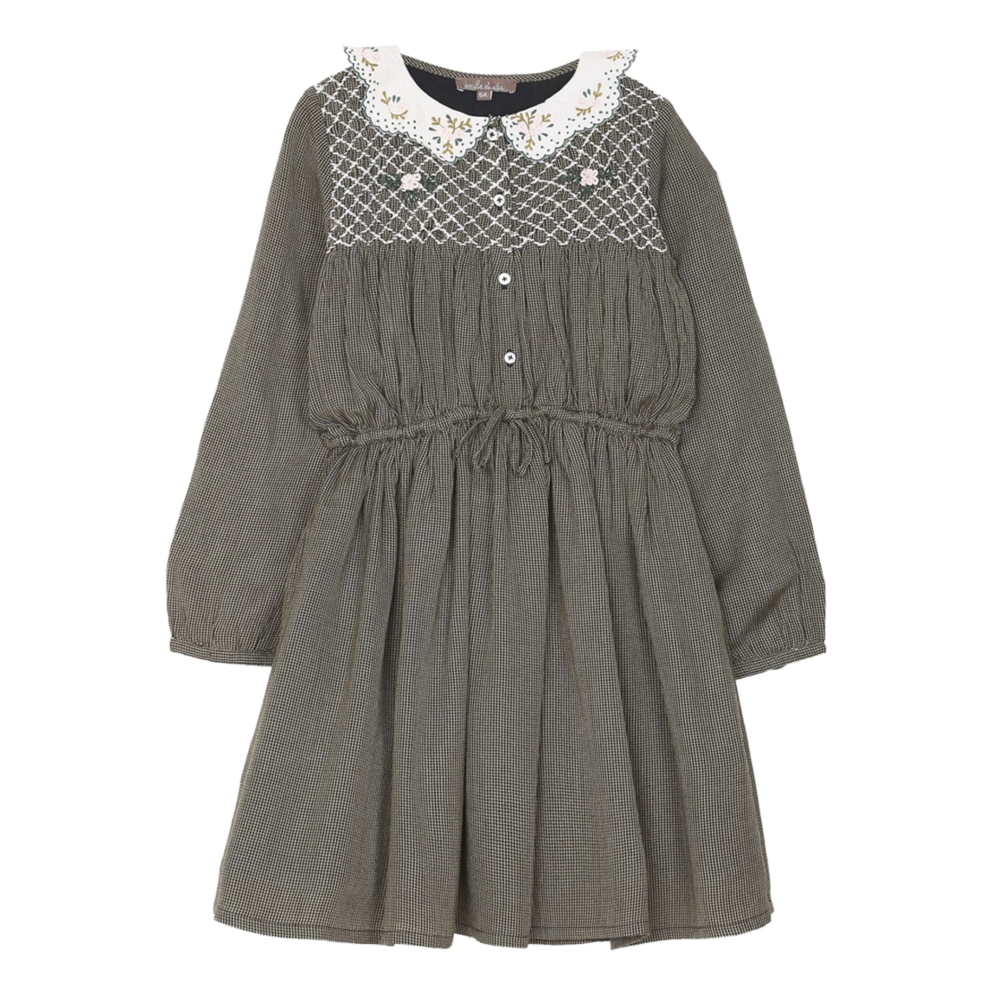 Emile et Ida - Robe Pied de Puce Smockée - Fille - Gris