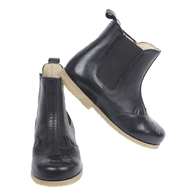 Graou Cat Leather Boots Black