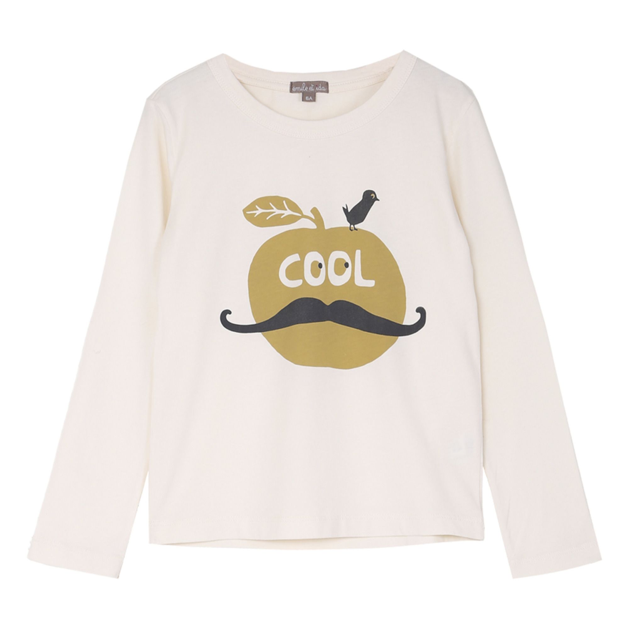 Emile et Ida - T-Shirt Pomme Cool - Fille - Ecru