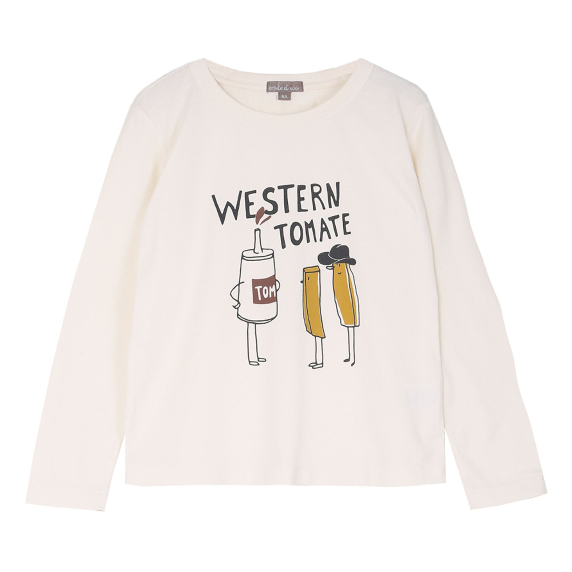 Emile et Ida - T-Shirt Western Tomate - Fille - Ecru