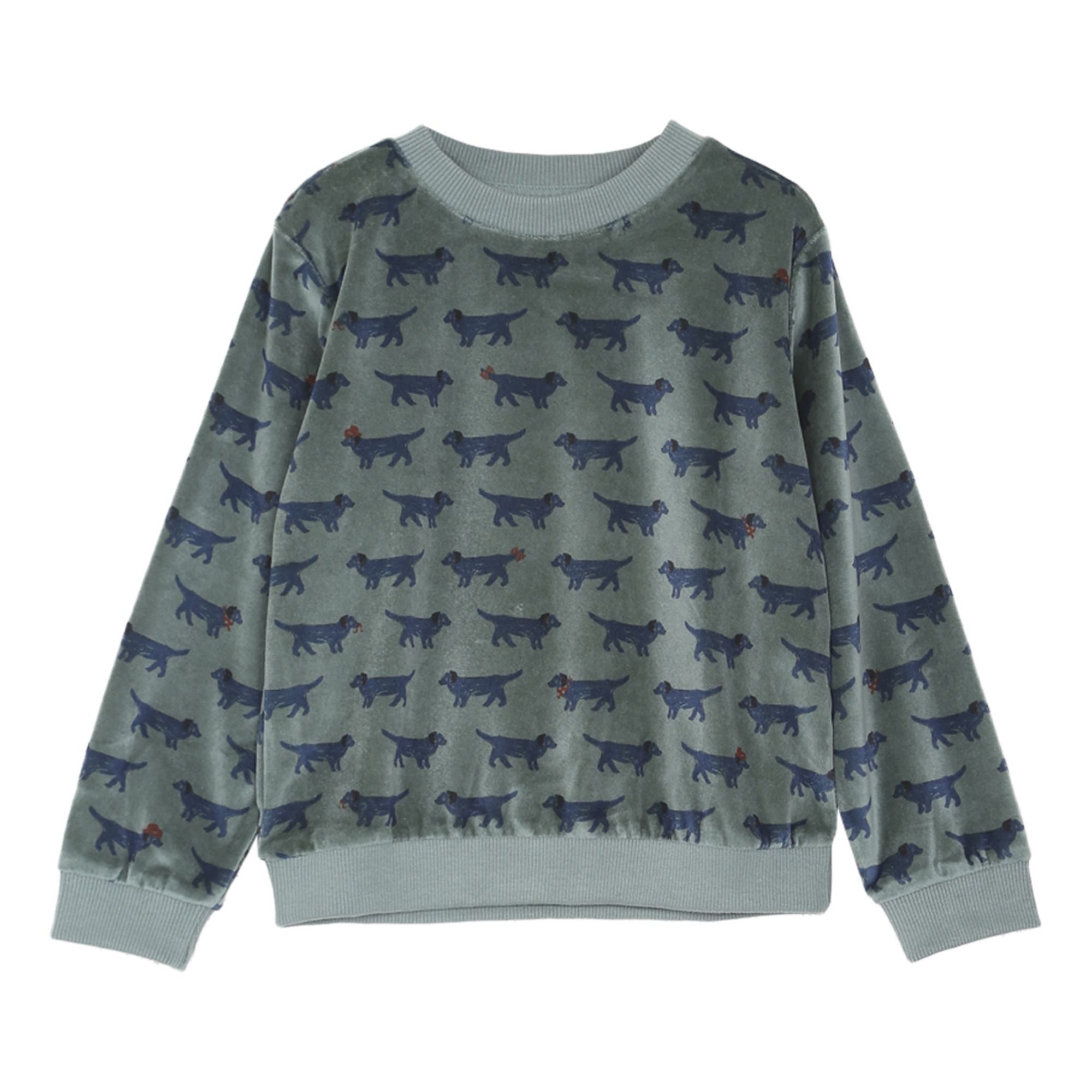Emile et Ida - Sweat Velours Coton Bio Chiens - Garçon - Vert