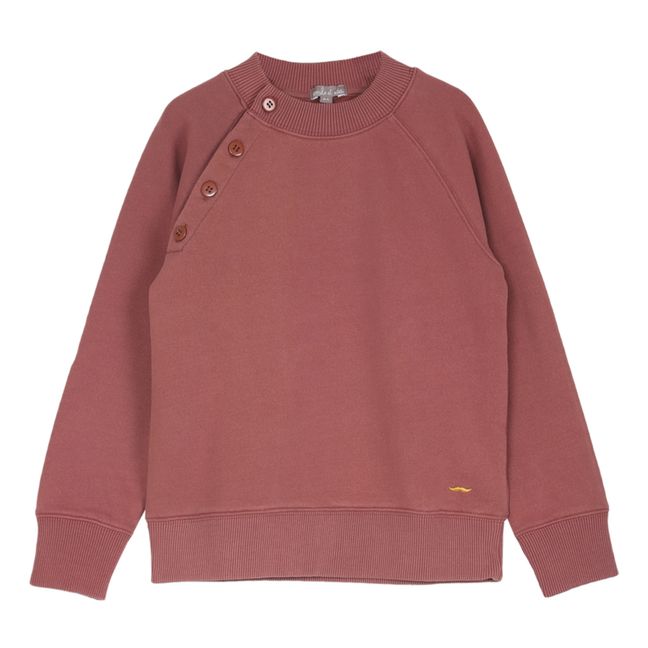 Buttoned Sweatshirt with Collar Rust