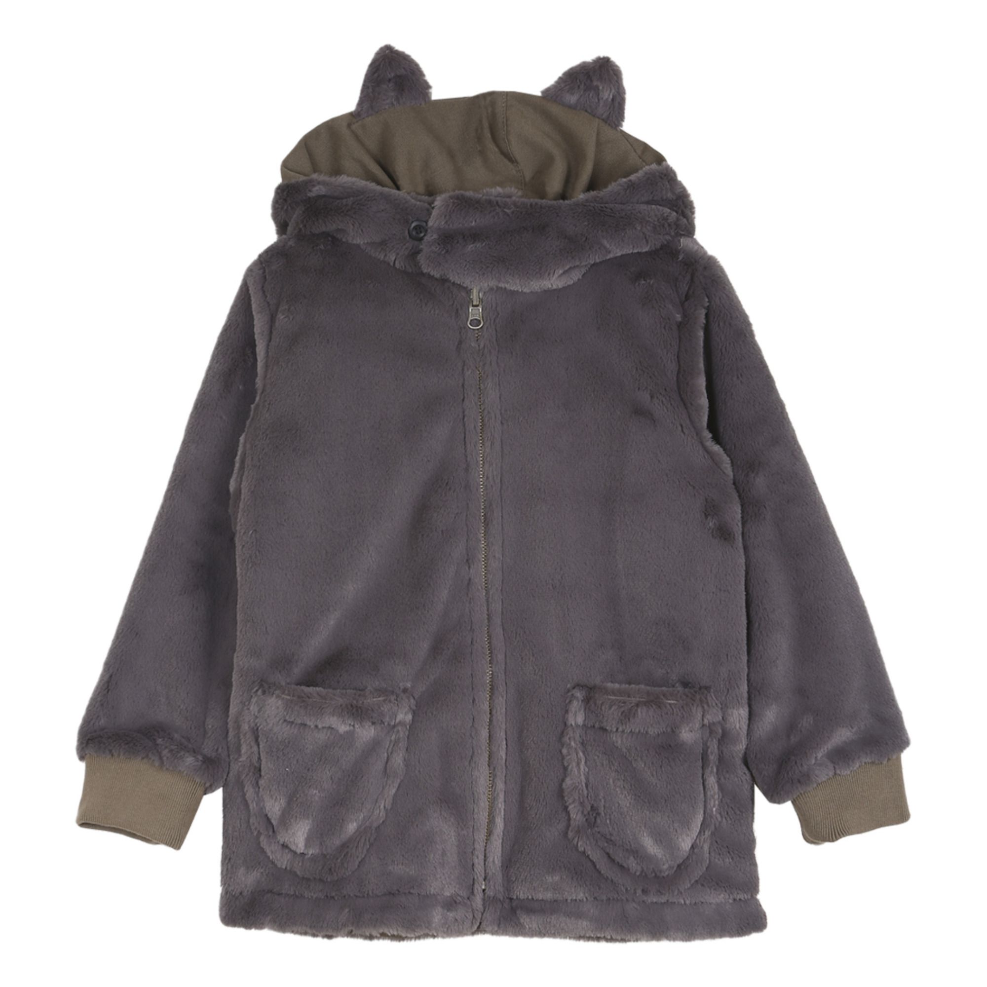 Emile et Ida - Parka Réversible Façon Fourrure - Fille - Vert kaki