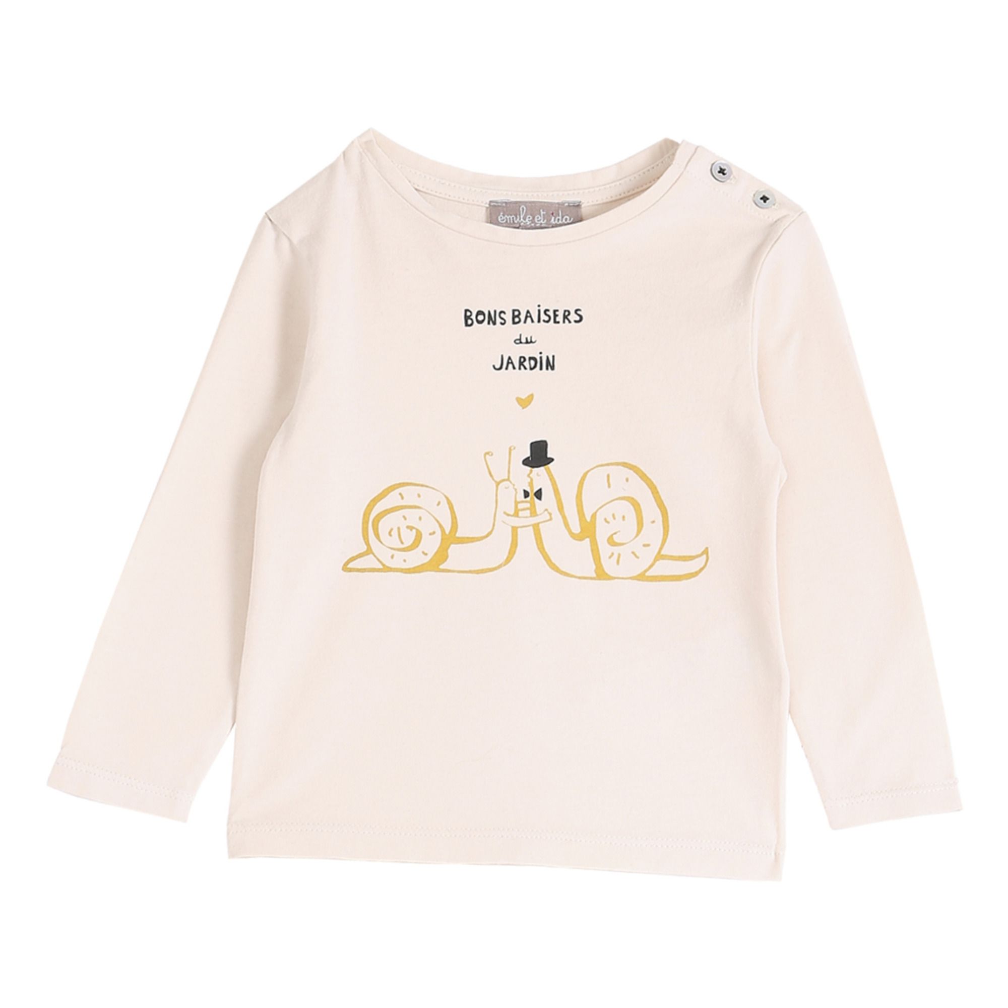 Emile et Ida - T-Shirt Escargots - Fille - Ecru