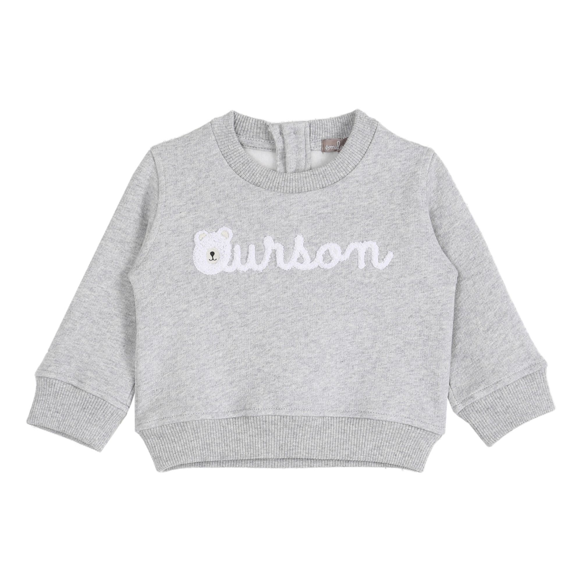 Emile et Ida - Sweat Coton Bio 'Ourson' - Fille - Gris chiné