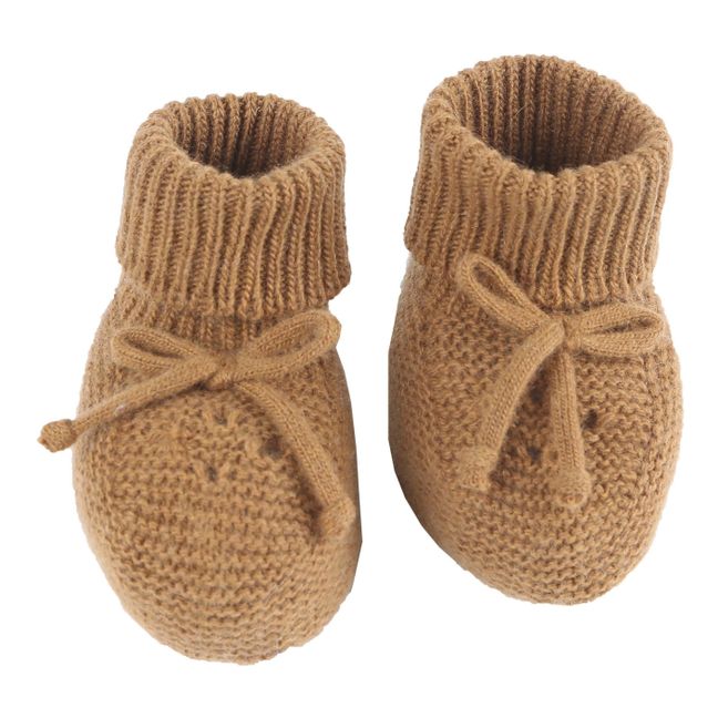 Merino Wool and Cashmere Slippers Caramel
