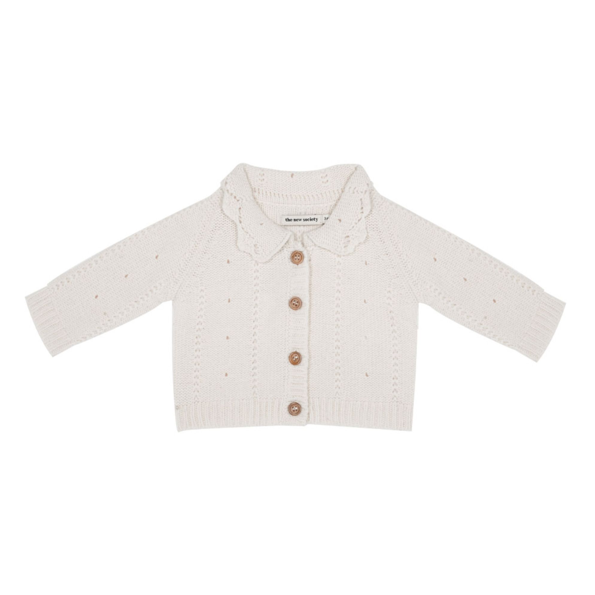 the new society - Cardigan Rose Laine Recyclée - Fille - Ecru