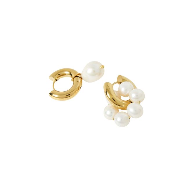 Boucles d'Oreilles Dépareillées Perles Blanc