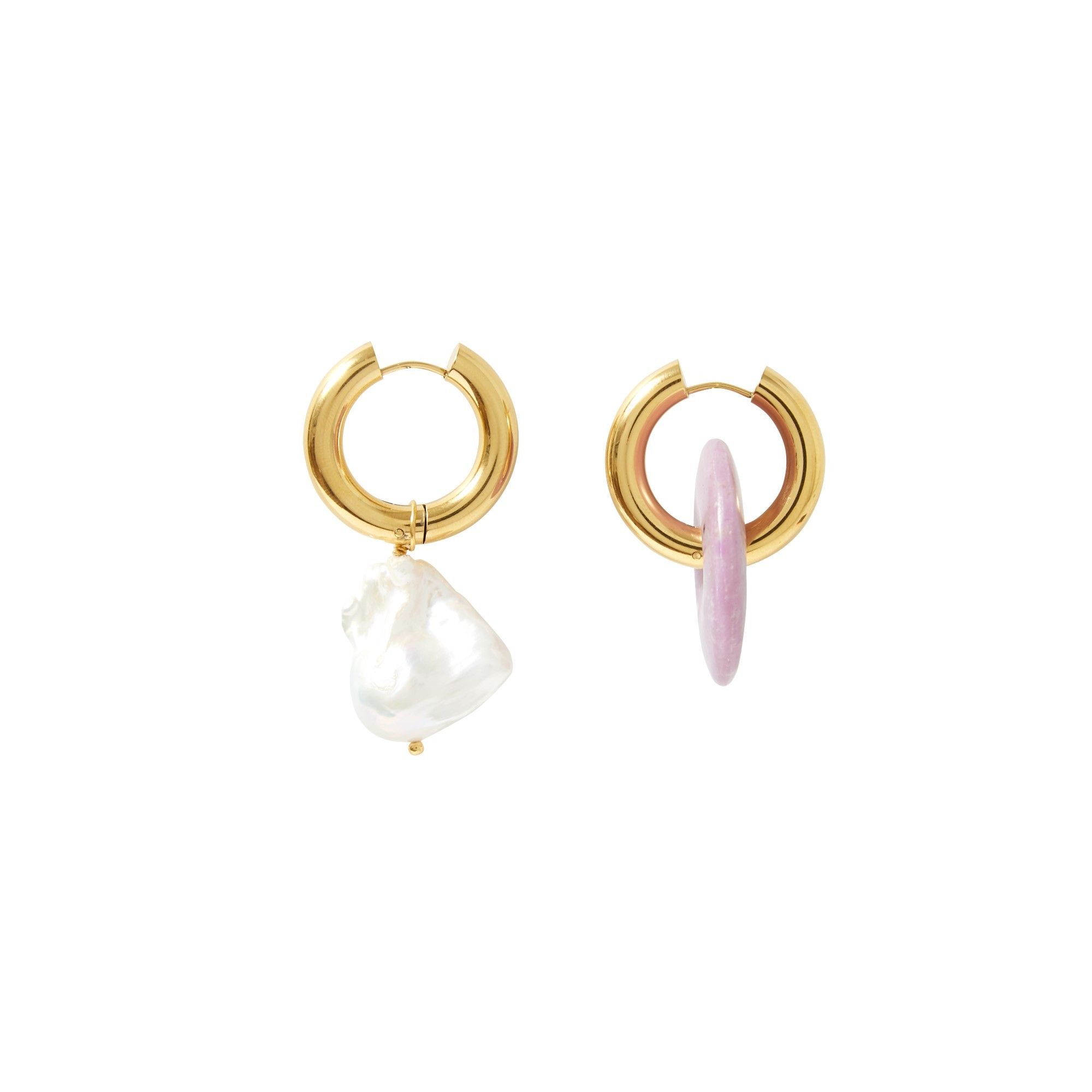 Pendientes Desparejados Dónut y perlas Violeta- Imagen del producto n°0