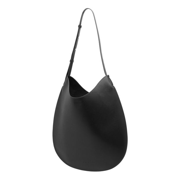 Flat Hobo Shoulder Bag in Black Aesther Ekme