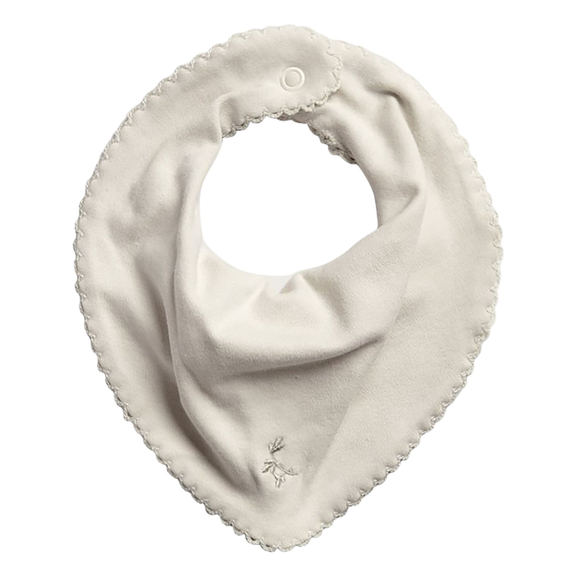 Bavoir bandana en jersey de coton Ecru- Image produit n°0