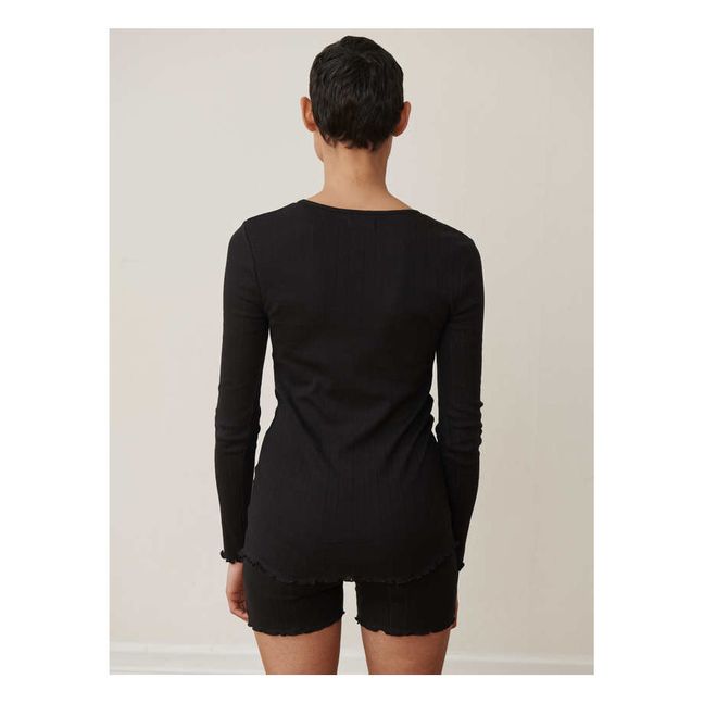 T-shirt, modello: Edie, maniche lunghe, in cotone Bio | Nero