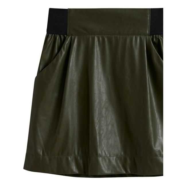 Asra Vegan Leather Skirt Khaki