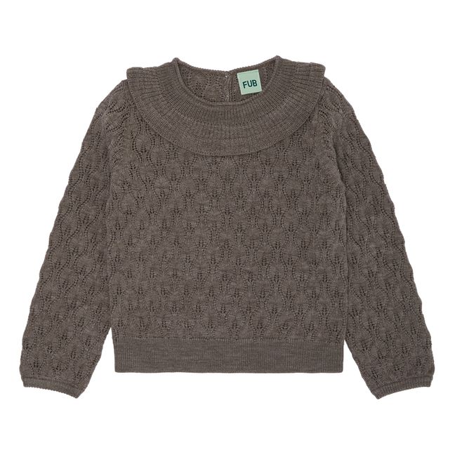 Pull Laine Fine Pointelle Gris taupe