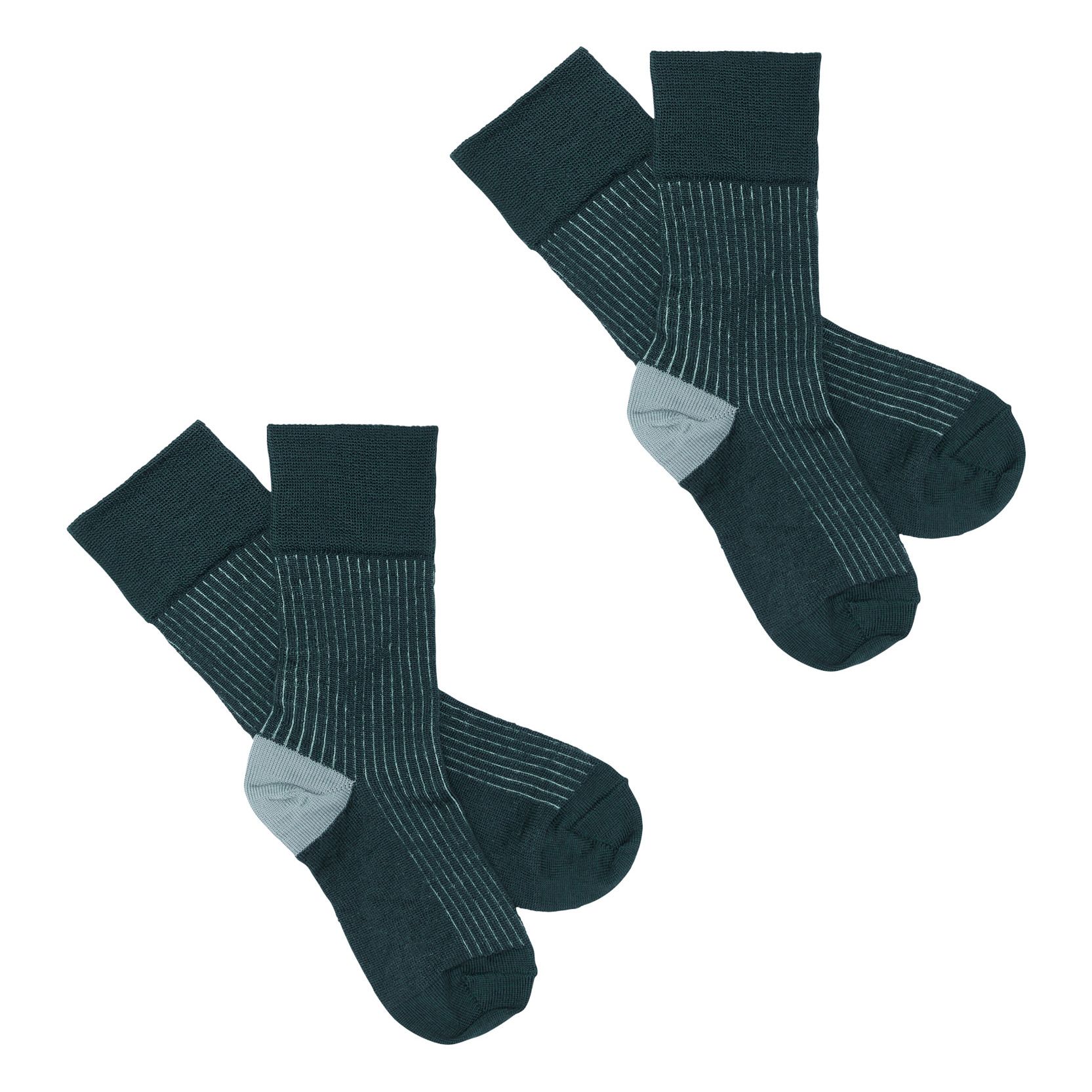 FUB - Lot 2 Paires Chaussettes Laine Extra Fine - Garçon - Bleu pétrole