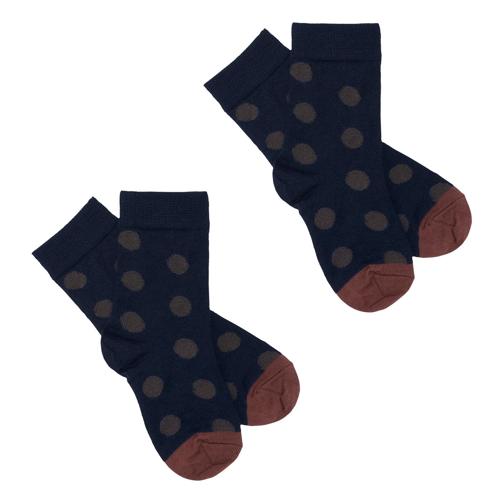 FUB - Lot 2 Paires Chaussettes Pois Laine Extra Fine - Garçon - Bleu marine