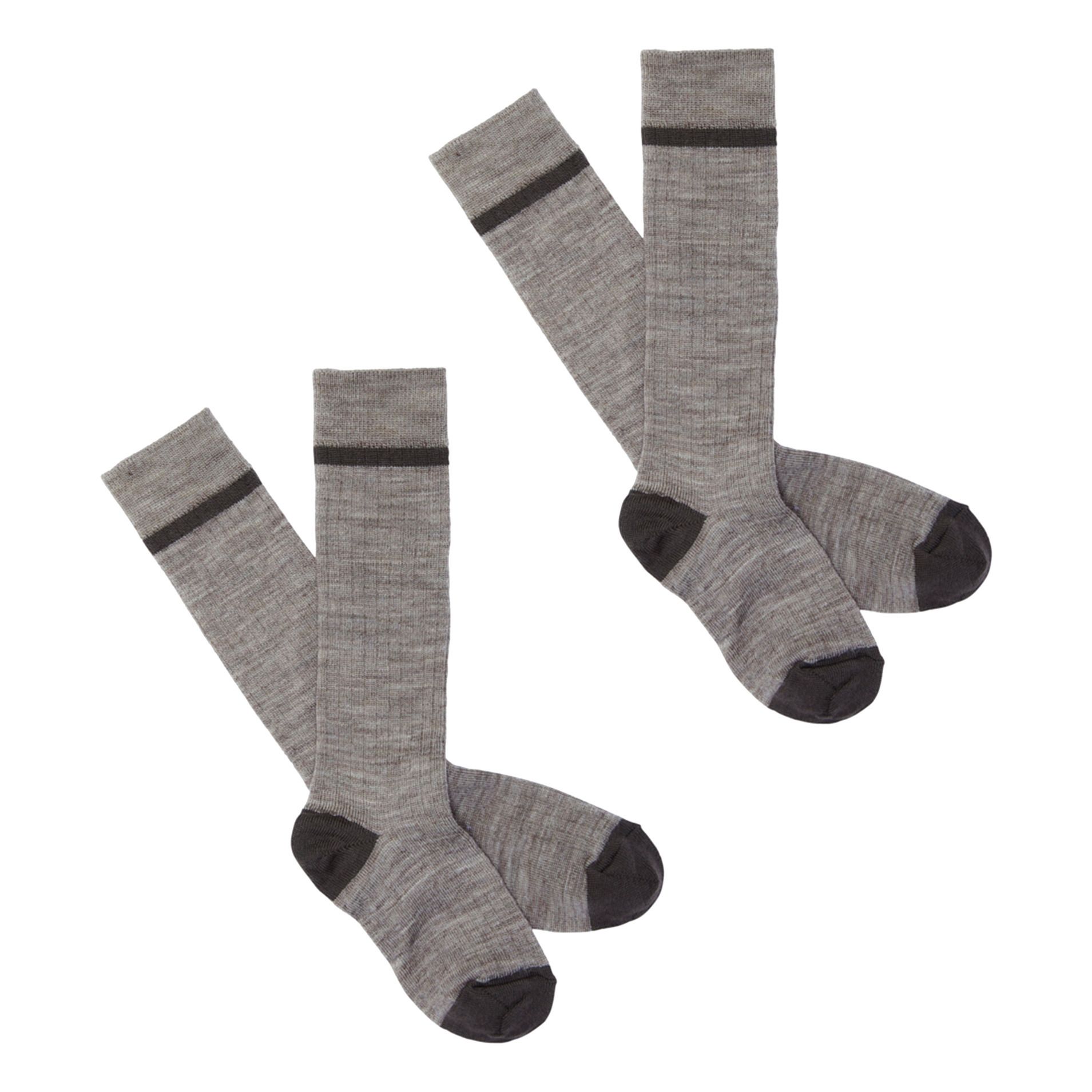 FUB - Lot 2 Paires Chaussettes Hautes Laine Extra Fine - Garçon - Gris taupe