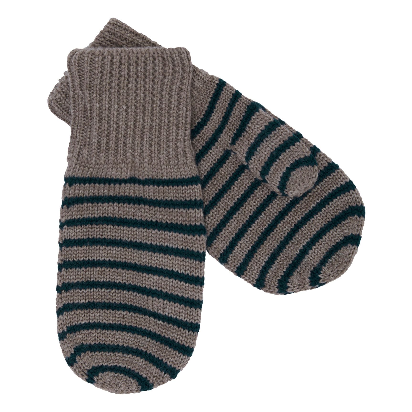 FUB - Moufles Laine Rayées - Fille - Bleu pétrole