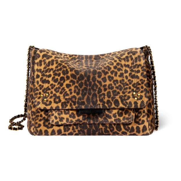 Lulu L Calfskin Leopard Bag Brown Jerome Dreyfuss Fashion Adult