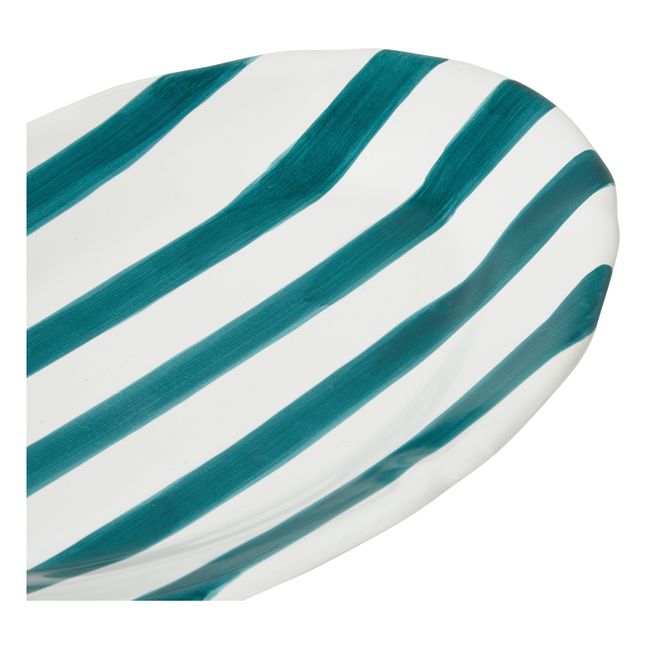Striped Oval Dish - 35cm Green