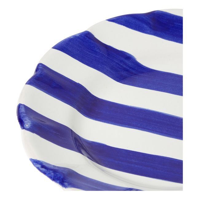 Plato rayas - 16 cm Azul