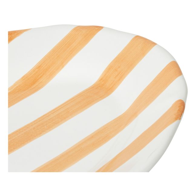 Gestreifte ovale Platte - 35 cm Gelb
