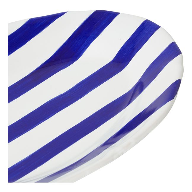 Plat ovale rayures - 35 cm Bleu