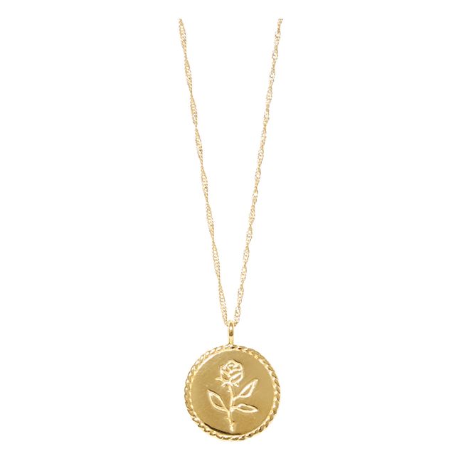 Rose Coin Necklace | Gold