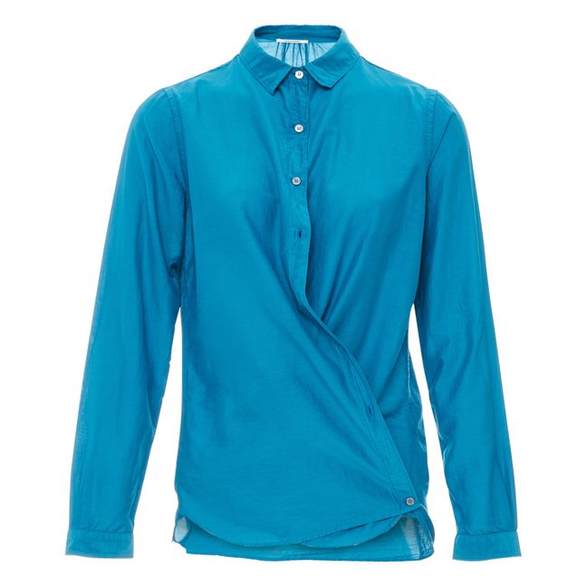 Camisa viscosa y seda | Azul