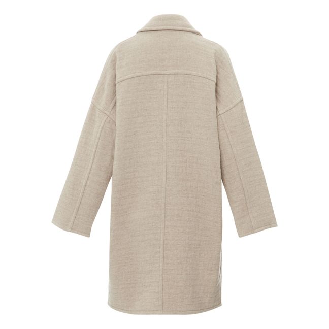 Abrigo Oversize de lana texturizada | Beige chiné