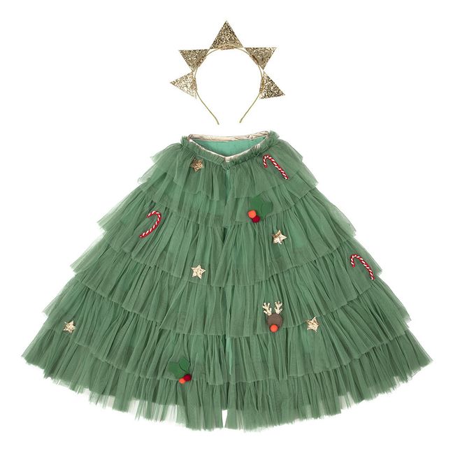 Disfraz de árbol de Navidad con corona de estrellas