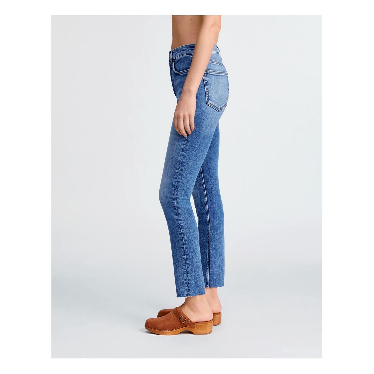 High Rise Ankle Crop Jeans Indigo Storm 