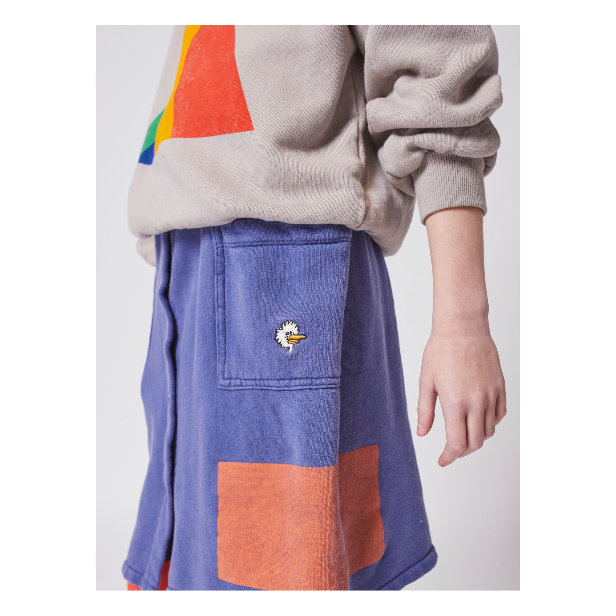 Buttoned Organic Cotton Skirt Indigo blue- Product image n°7