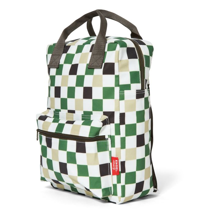 Large Checked Recycled Plastic Backpack Green Engel Fashion Children