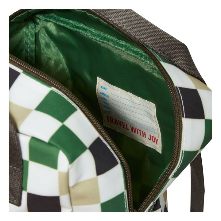 Large Checked Recycled Plastic Backpack Green Engel Fashion Children