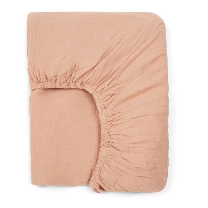 Sábana bajera Dili de velo de algodón | Beige rosado- Imagen del producto n°0