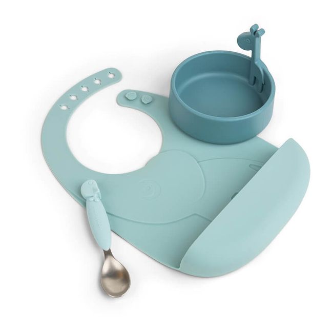Estuche primera comida Deer friends de silicona | Azul
