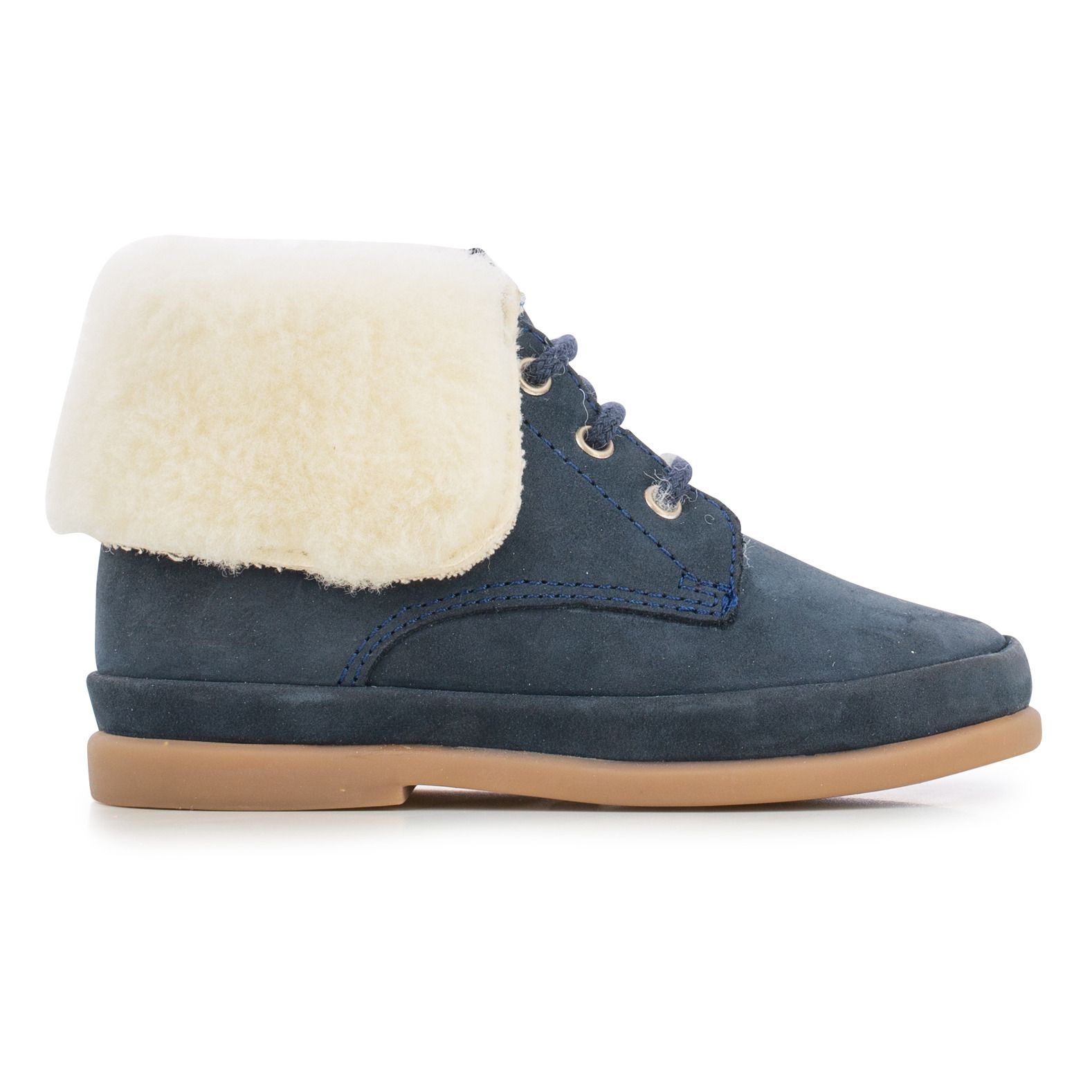 Pom d'Api - Boots Fourrées Nubuck - Fille - Bleu marine