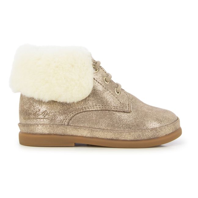 Glitter Fleece-Lined Boots Taupe brown