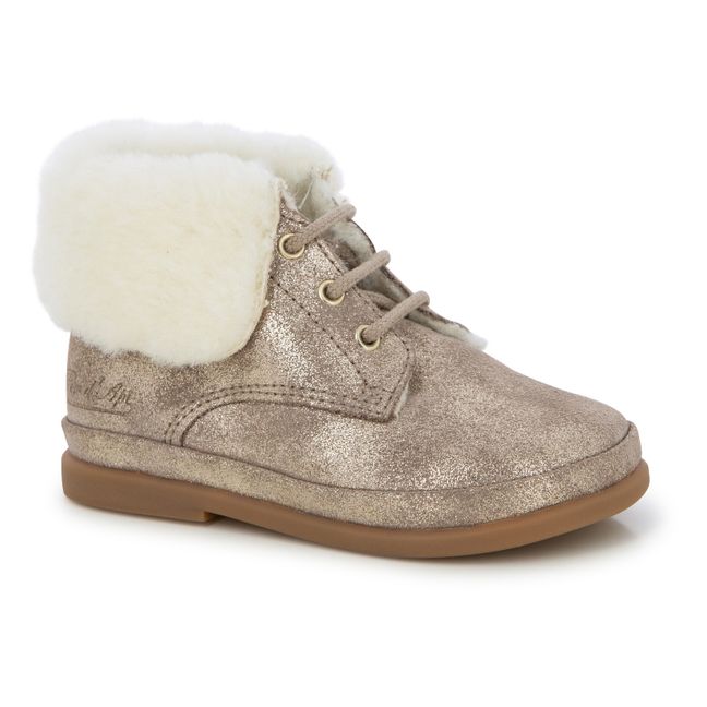 Glitter Fleece-Lined Boots Taupe brown