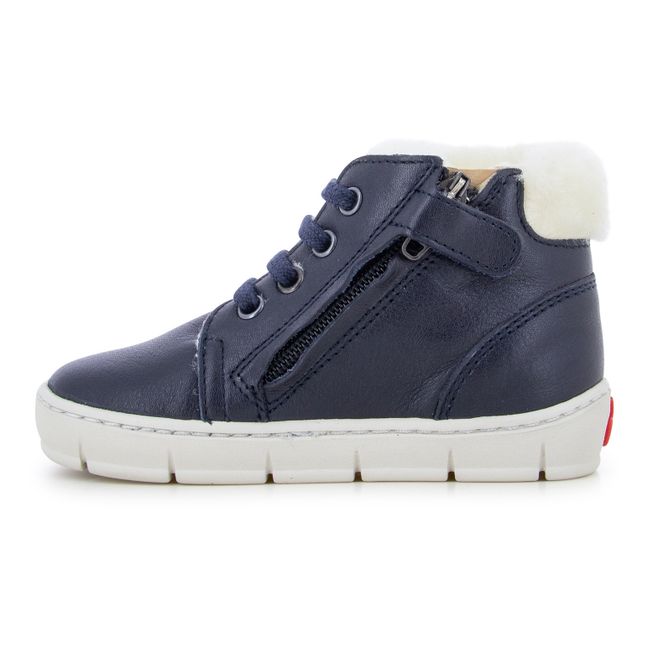 Start Top Zip Fur-Lined Sneakers | Navy blue