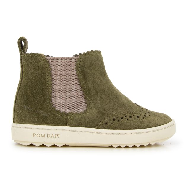 Wouf Jod Zip Chelsea Suede Boots  Olive green