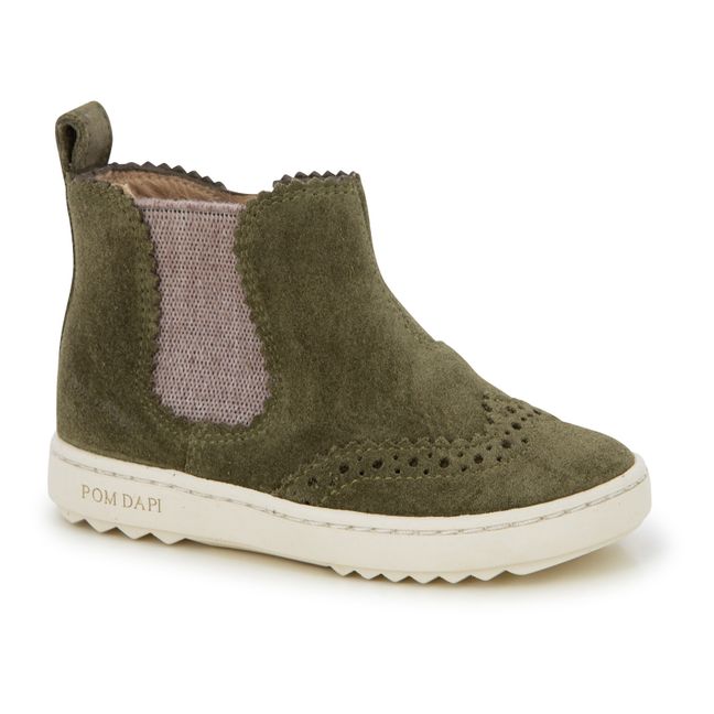 Wouf Jod Zip Chelsea Suede Boots  Olive green