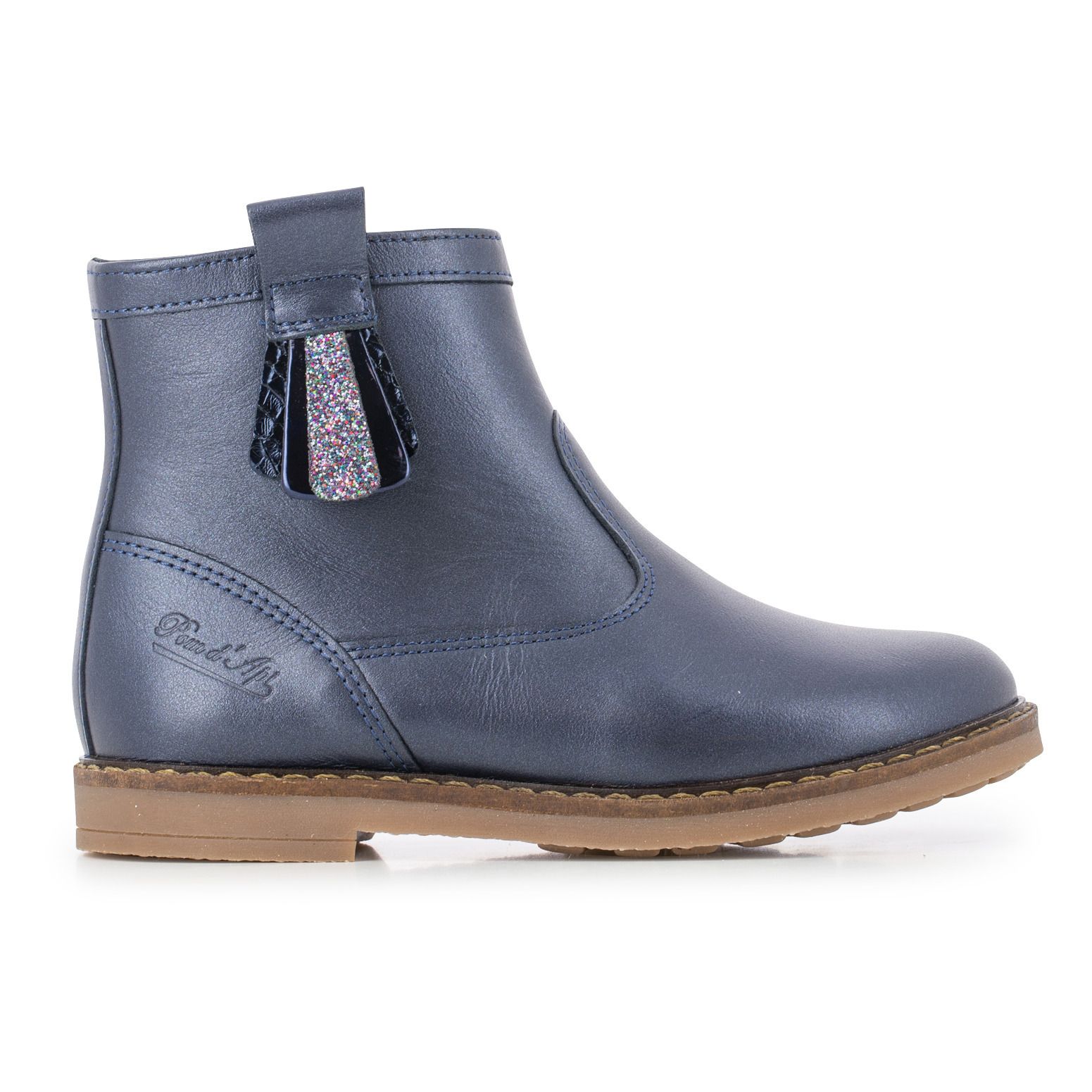 Pom d'Api - Boots Trip Arty Zip - Fille - Bleu marine