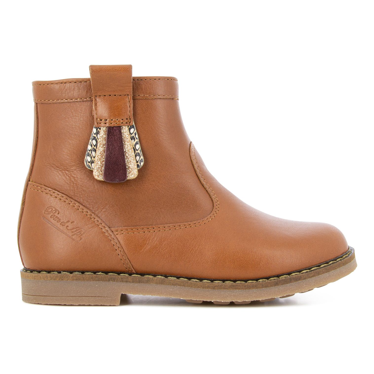 Pom d'Api - Boots Trip Arty Zip - Fille - Cognac