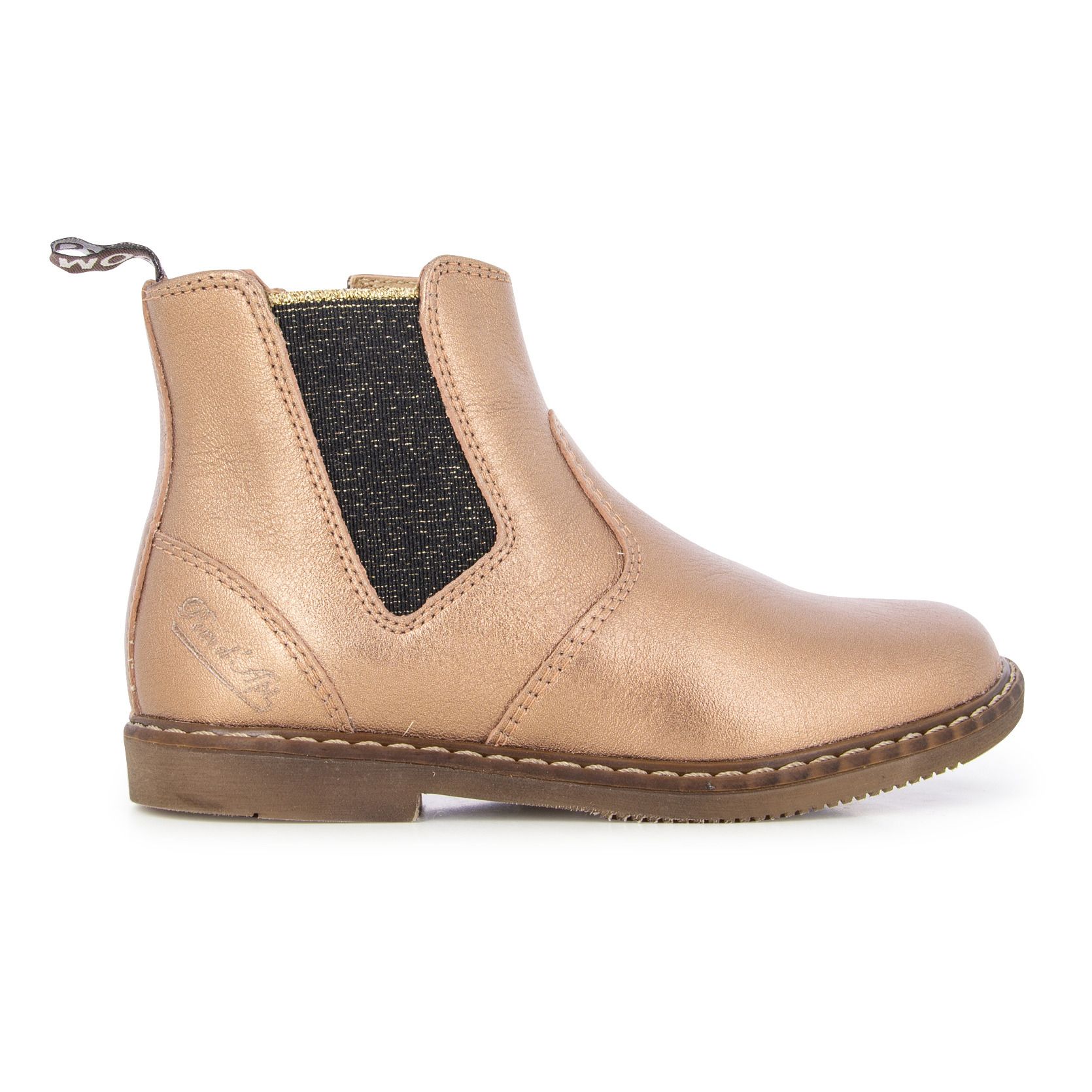 Pom d'Api - Chelsea Boots City Jod Zip Cuir Laminé - Fille - Or rose
