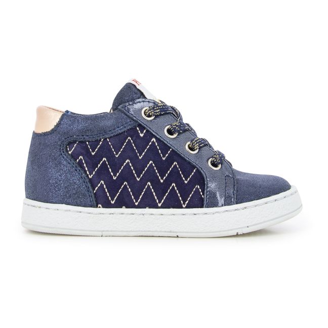 Quilt Zip-Up Sneakers Navy blue