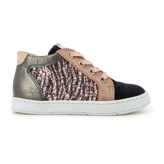Foam Top Zip-Up Sneakers | Pink Gold