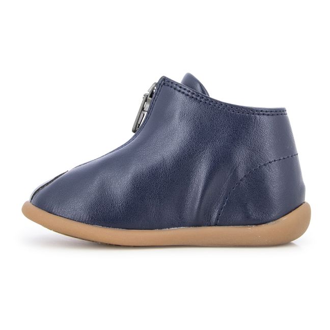 Chaussons Zip Vegan Cuir de Pomme | Bleu marine
