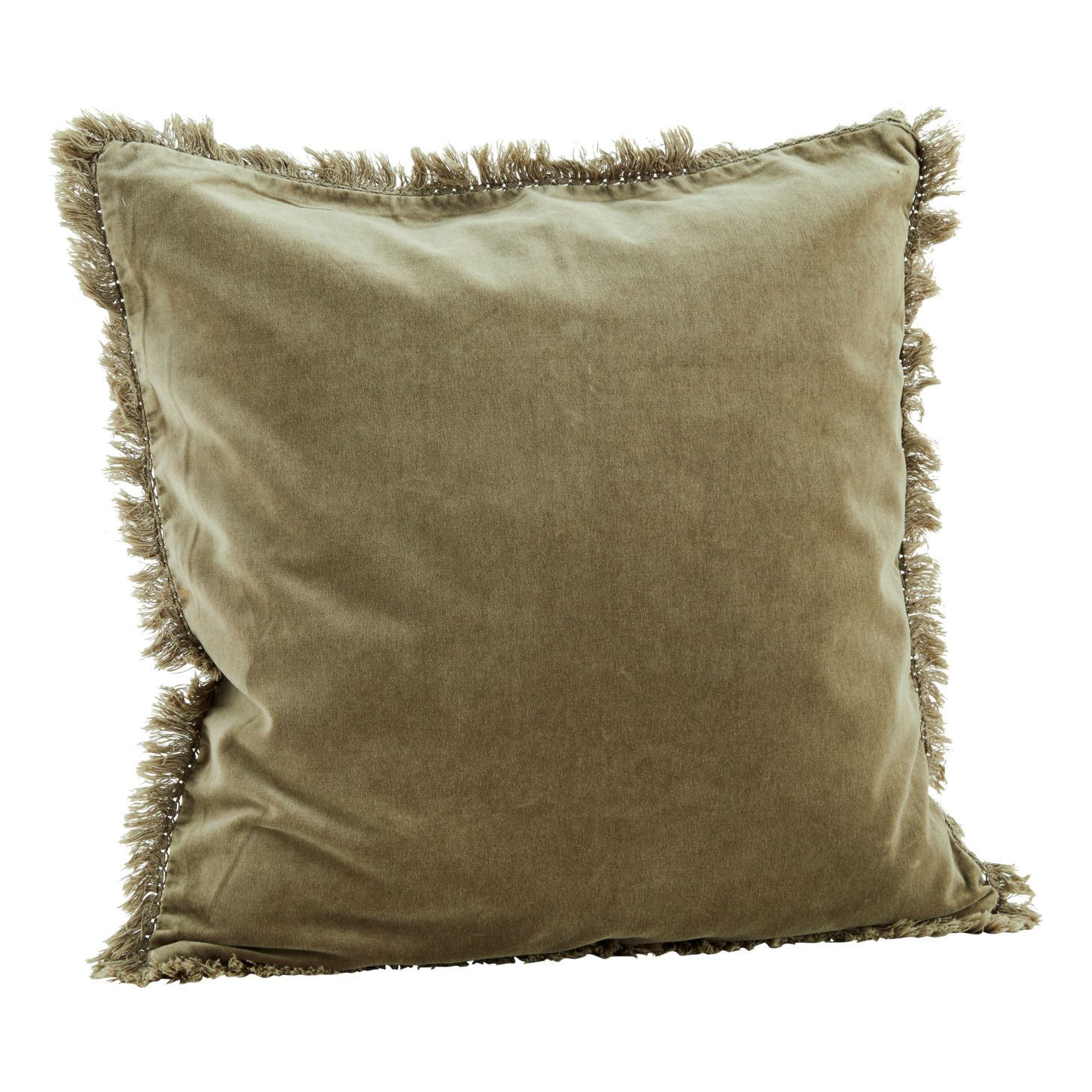Fringed Velvet Cushion Cover Taupe brown Madam Stoltz Design Adult